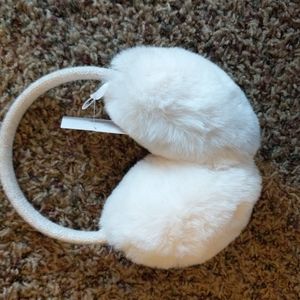 LC, ivory colored, faux fur, ear muffs